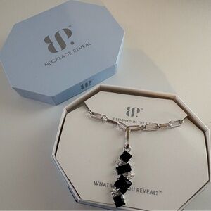 Bomb Party Just Say Yes Necklace NK84196 Black Onyx CZ Rhodium Plating